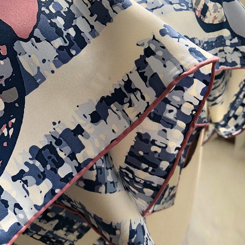 100% Mulberry Silk Scarf 35"x35" 88x88CM, Classic Camellia Twill Square Scarf, Luxury French Vintage Silk Shawl, Elegant Gift for Her
