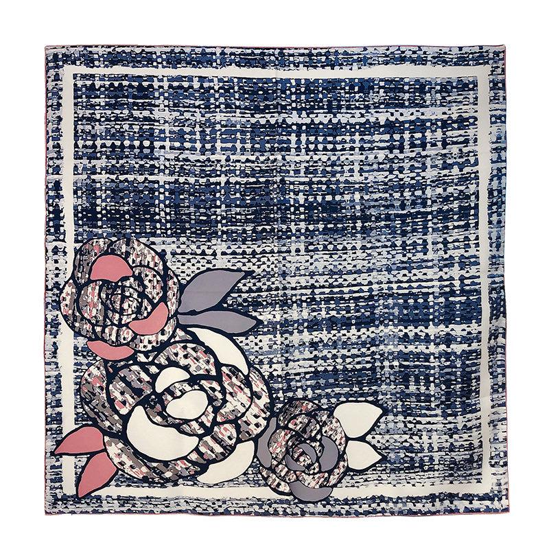 100% Mulberry Silk Scarf 35"x35" 88x88CM, Classic Camellia Twill Square Scarf, Luxury French Vintage Silk Shawl, Elegant Gift for Her