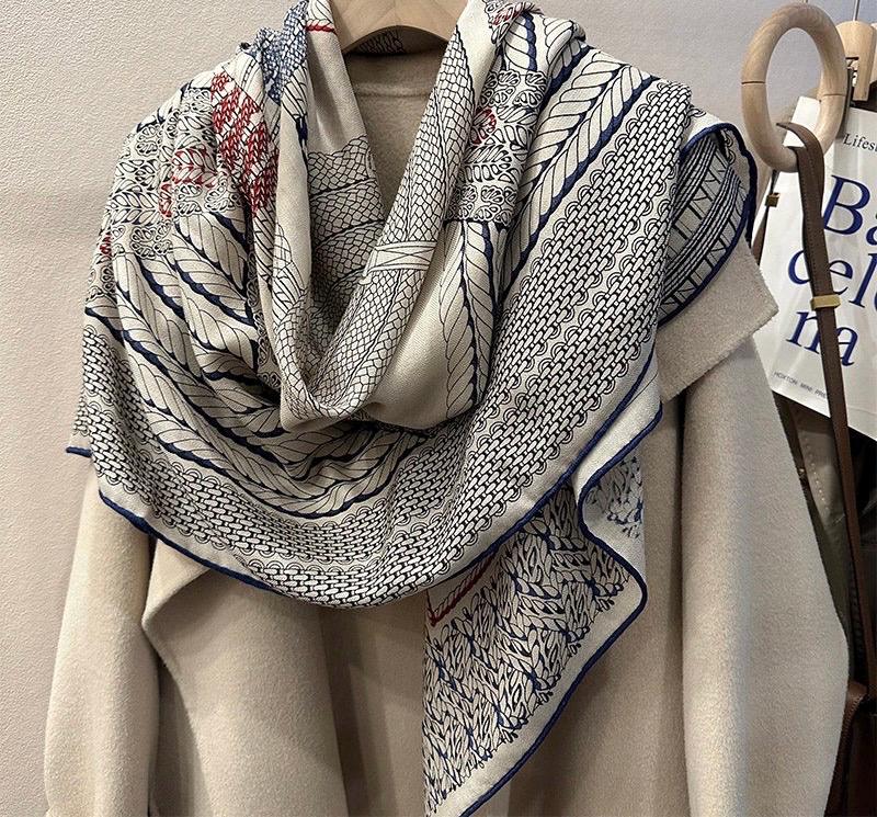 Silk Wool Scarf Shawl 53"x53" 135x135cm, Luxury Hand Rolled Silk Wool Wrap, Oversized Winter Scarf for Women, Elegant Square Pashmina