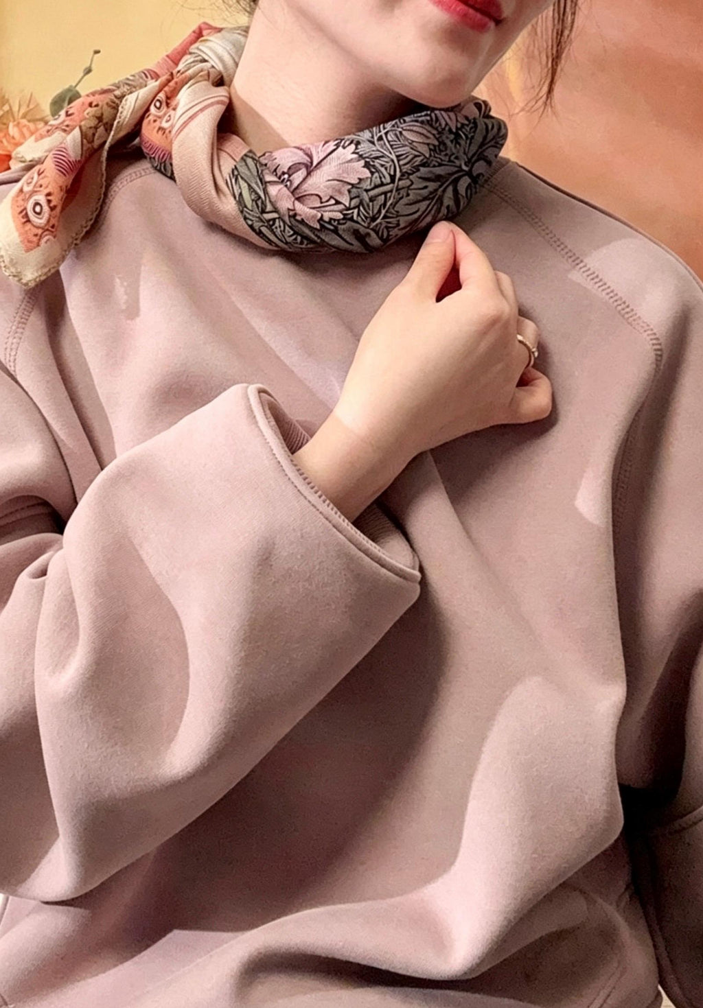 100% Mulberry Silk Scarf 27"x27" 68x68cm, Luxury Lotus Pink Silk Wool Blend Scarf, Elegant Spring Neckwear, Chic French Silk Square