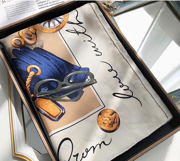 100% Mulberry Silk Scarf 35"x35" 88x88cm, Vintage Modern Lady Twill Silk Scarf, Luxury Large Square Shawl, Chic Retro Hair Wrap