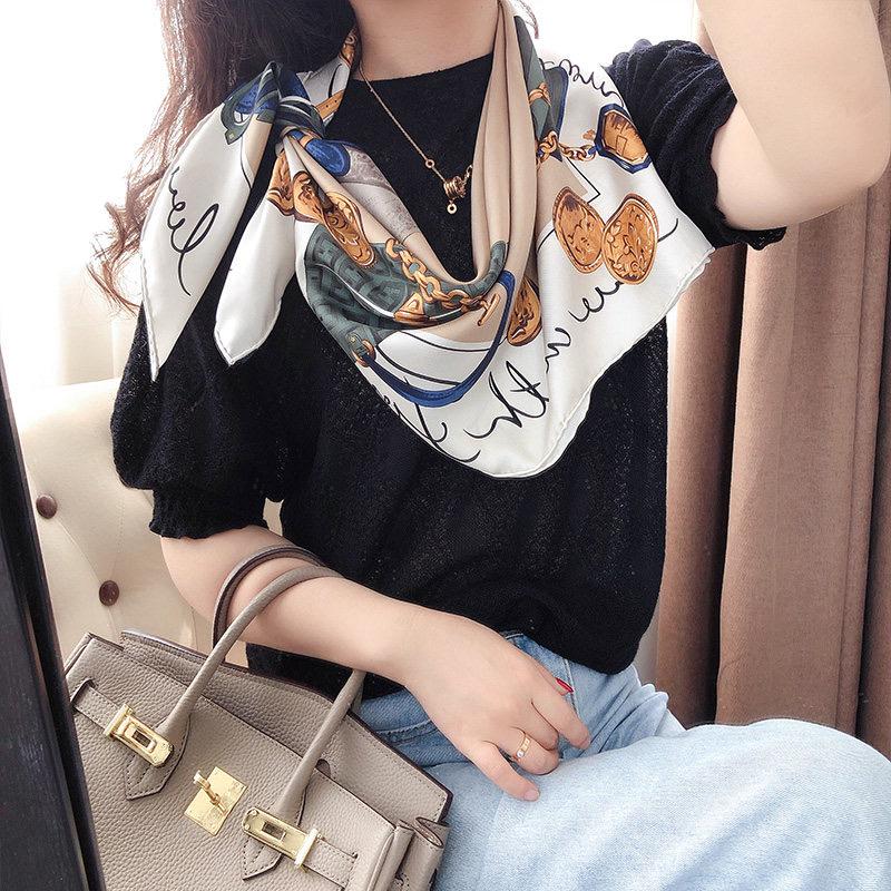 100% Mulberry Silk Scarf 35"x35" 88x88cm, Vintage Modern Lady Twill Silk Scarf, Luxury Large Square Shawl, Chic Retro Hair Wrap