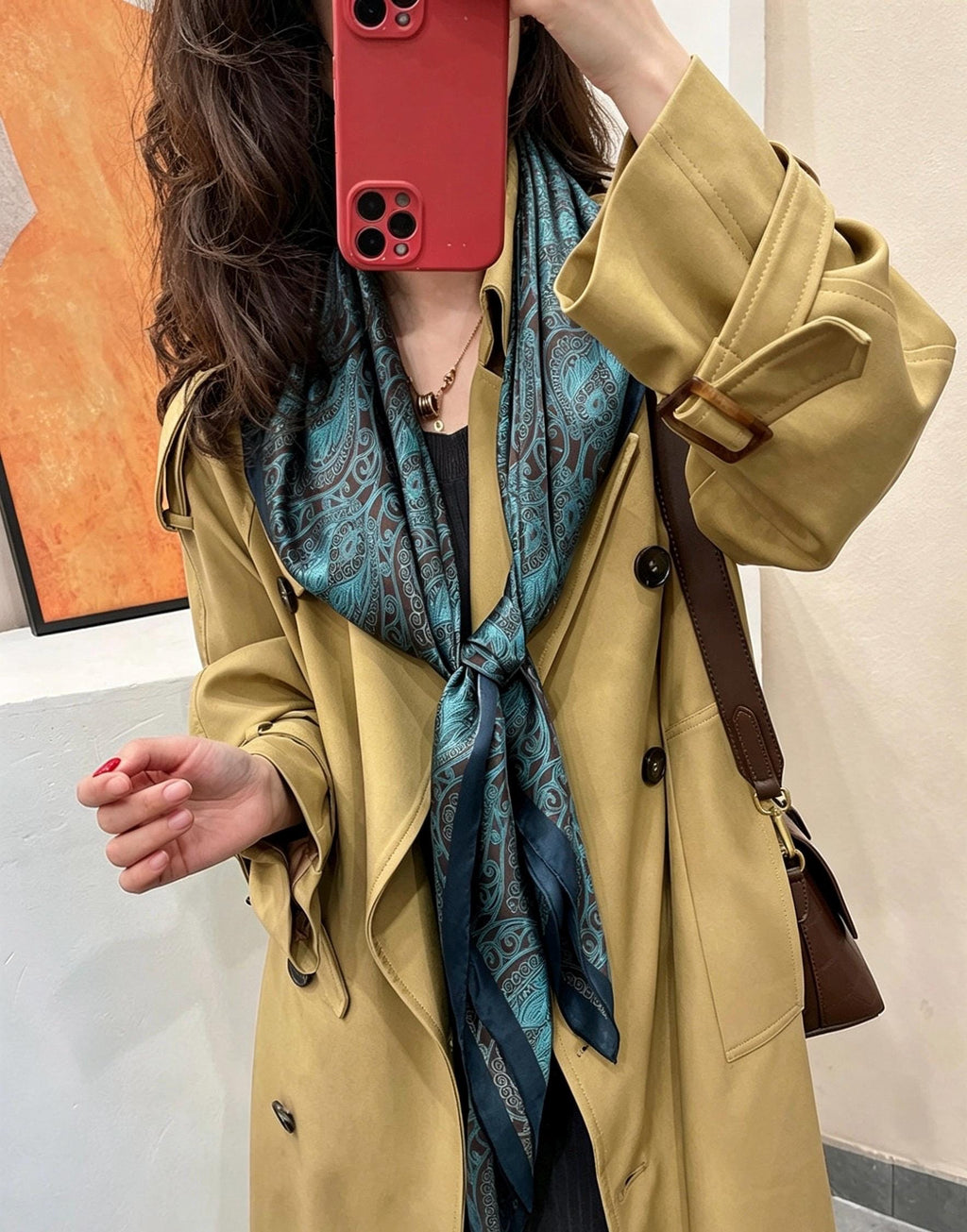 100% Mulberry Silk Scarf 43"x43" 110x110CM, Large Square Scarf Women, Satin Silk Shawl Wrap, Horse Print Silk Scarf, Premium Neck Scarf
