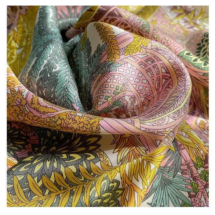 100% Mulberry Silk Scarf 35"x35" 90x90CM, Milk Tea Beige Twill Square Scarf, Soft Silk Shawl Wrap, All-Season Versatile Neck Scarf, Gift