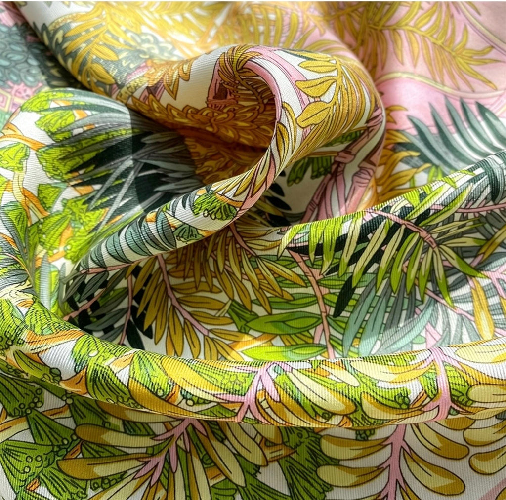 100% Mulberry Silk Scarf 35"x35" 90x90CM, Milk Tea Beige Twill Square Scarf, Soft Silk Shawl Wrap, All-Season Versatile Neck Scarf, Gift