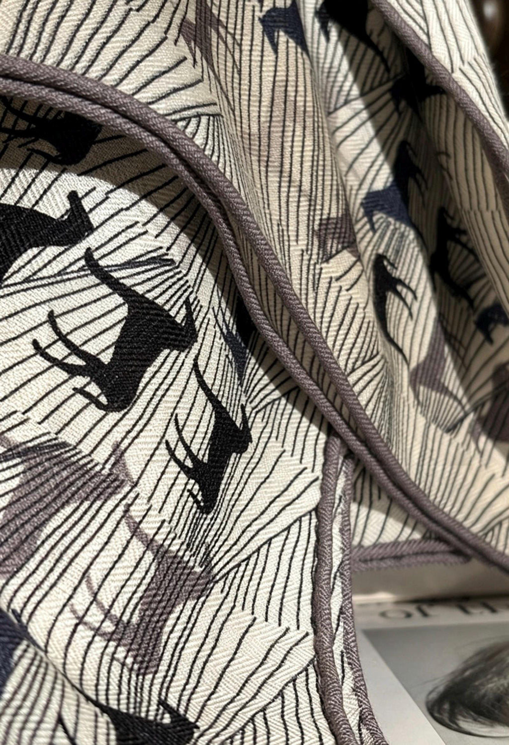 100% Mulberry Silk Scarf 53"x53" 135x135cm, Luxury Gray Equestrian Silk Wool Scarf, Blue Gray Horse Print Shawl, Winter Warm Wrap Gift
