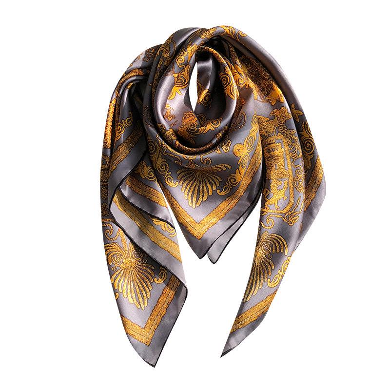 100% Mulberry Silk Scarf 43"x43" 110x110cm, Luxury Morandi Gray Carriage Silk Scarf, Premium Silk Satin Shawl, Vintage Wrap Gift for Her