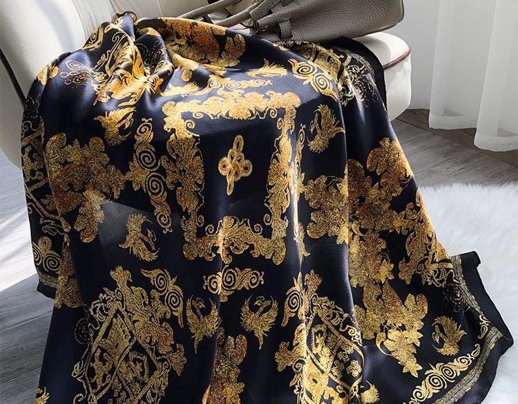 100% Mulberry Silk Scarf 43"x43" 110x110cm, Luxury Morandi Gray Carriage Silk Scarf, Premium Silk Satin Shawl, Vintage Wrap Gift for Her