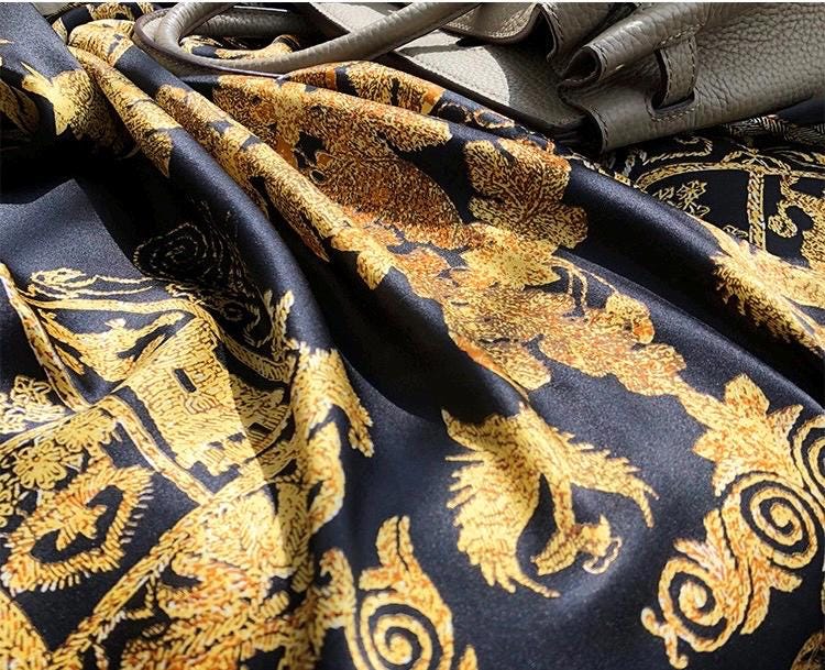 100% Mulberry Silk Scarf 43"x43" 110x110cm, Luxury Morandi Gray Carriage Silk Scarf, Premium Silk Satin Shawl, Vintage Wrap Gift for Her