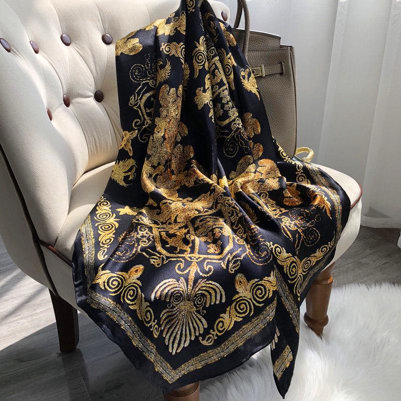 100% Mulberry Silk Scarf 43"x43" 110x110cm, Luxury Morandi Gray Carriage Silk Scarf, Premium Silk Satin Shawl, Vintage Wrap Gift for Her