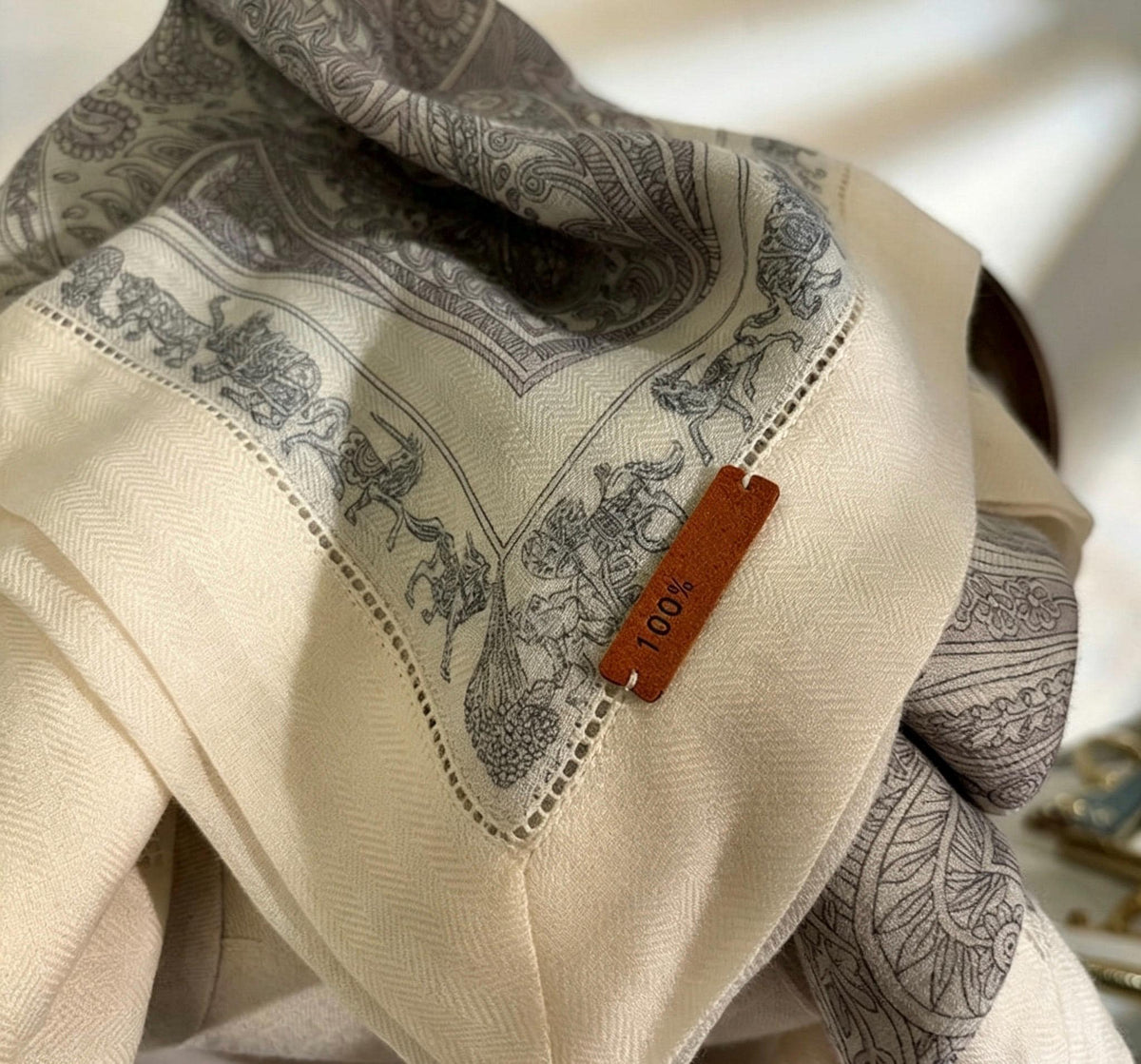 100% Australian Wool Scarf 35"x35" 88x88cm, Luxury Hollow Out Wool Shawl, Elegant Floral Garden Square Scarf, Winter Warm Wrap Gift for Her