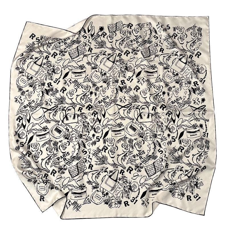 100% Mulberry Silk Scarf 35"x35" 88x88cm, Elegant Cream White Twill Square Headscarf, Quiet Luxury Chic Shawl Anniversary Gift for Her