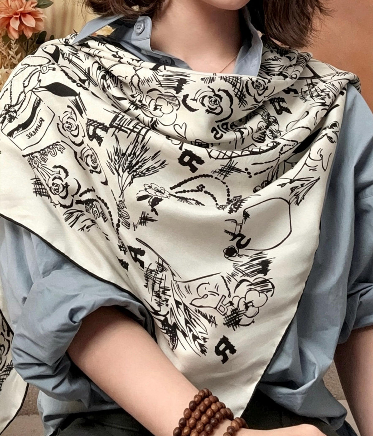 100% Mulberry Silk Scarf 35"x35" 88x88cm, Elegant Cream White Twill Square Headscarf, Quiet Luxury Chic Shawl Anniversary Gift for Her