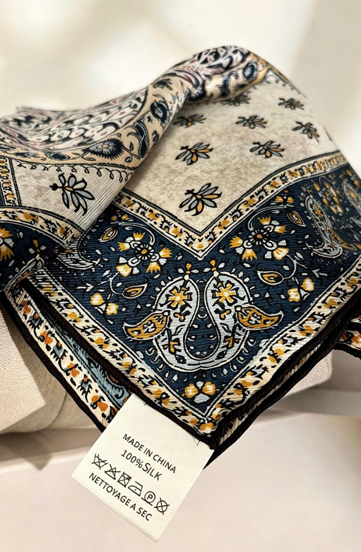 100% Mulberry Silk Scarf 26”x26” 35"x35" | Classic Paisley Square Headscarf, Elegant Vintage Neckerchief, Quiet Luxury Silk Shawl Gift