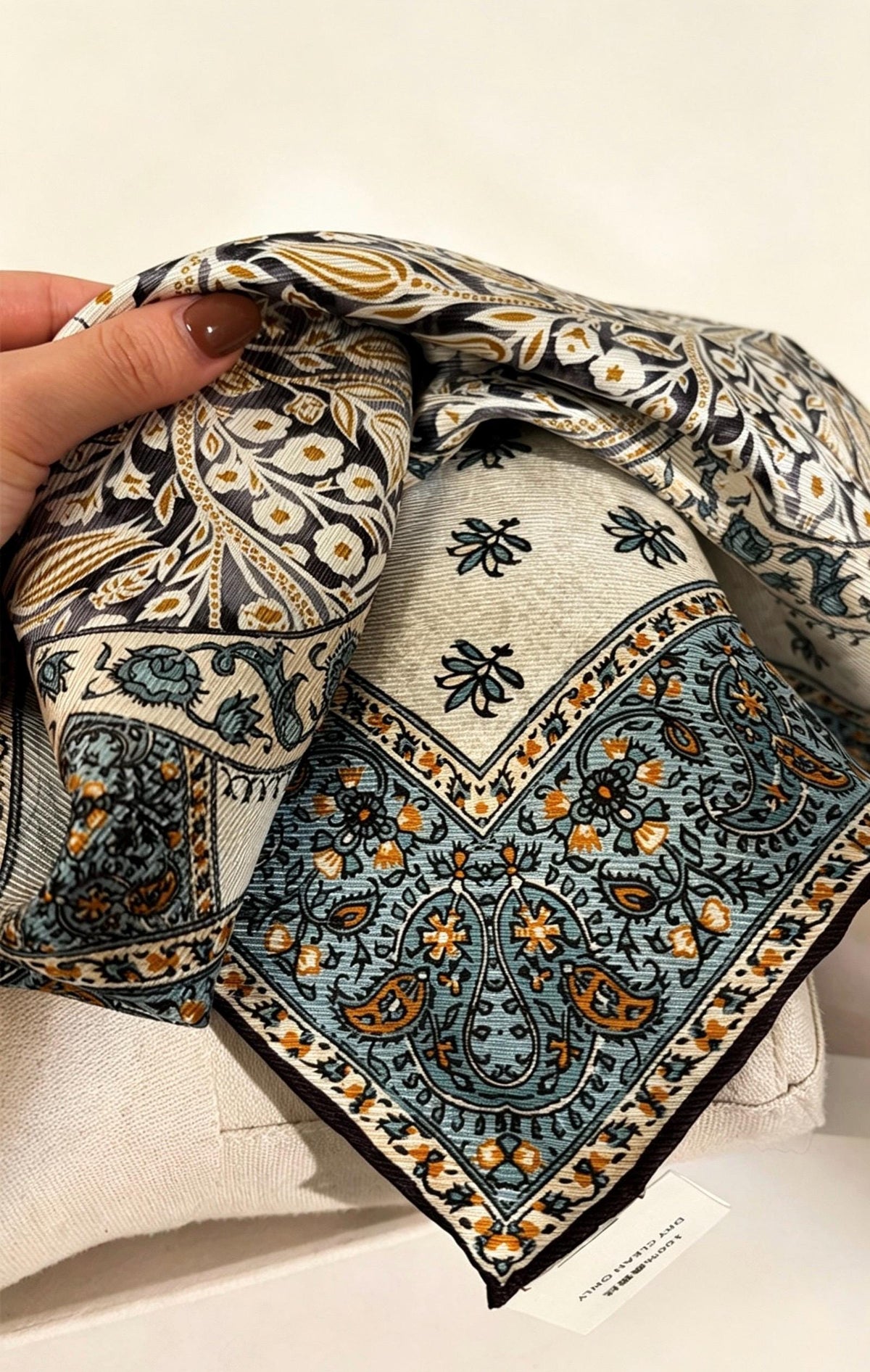 100% Mulberry Silk Scarf 26”x26” 35"x35" | Classic Paisley Square Headscarf, Elegant Vintage Neckerchief, Quiet Luxury Silk Shawl Gift