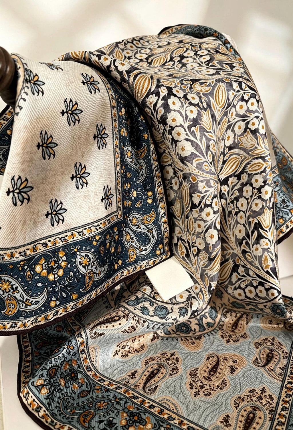 100% Mulberry Silk Scarf 26”x26” 35"x35" | Classic Paisley Square Headscarf, Elegant Vintage Neckerchief, Quiet Luxury Silk Shawl Gift
