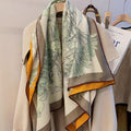 Luxury Silk Wool Scarf 53x53" 135x135CM, Fresh Romantic Garden Shawl, Winter Oversized Floral Blanket Wrap, Elegant Multi Use Gift for Her