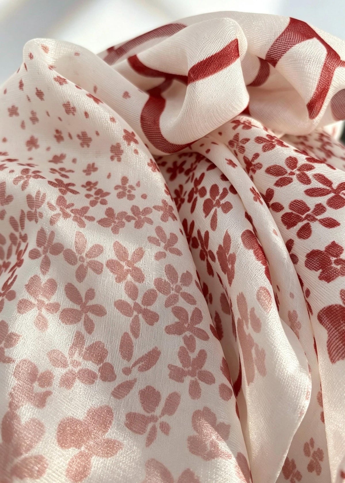 100% Mulberry Silk Scarf 25" 41" 65cm 105cm, Elegant Camellia Sheer Silk Neckerchief, Vintage Spring Summer Floral Shawl Hair Scarf Gift