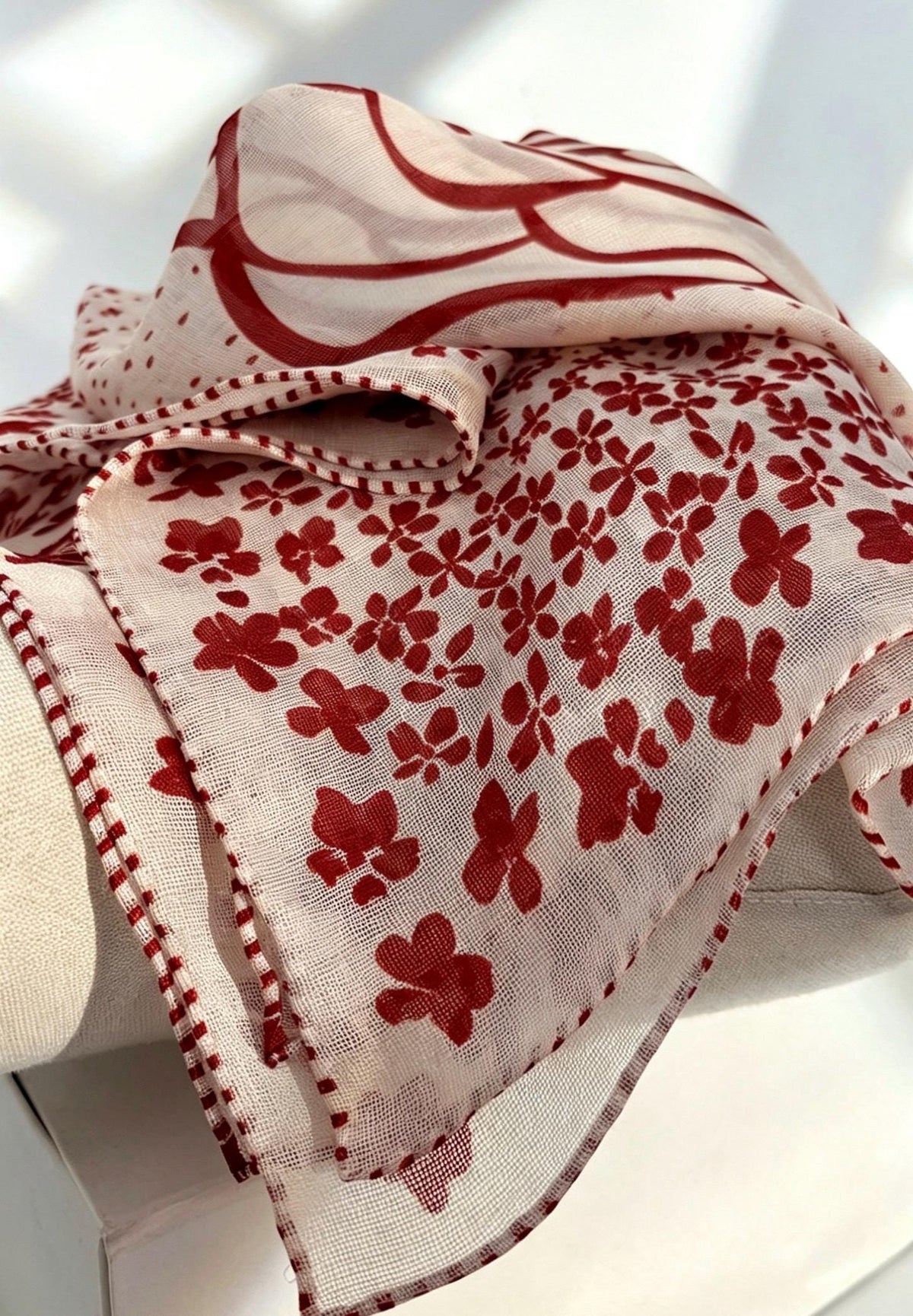 100% Mulberry Silk Scarf 25" 41" 65cm 105cm, Elegant Camellia Sheer Silk Neckerchief, Vintage Spring Summer Floral Shawl Hair Scarf Gift
