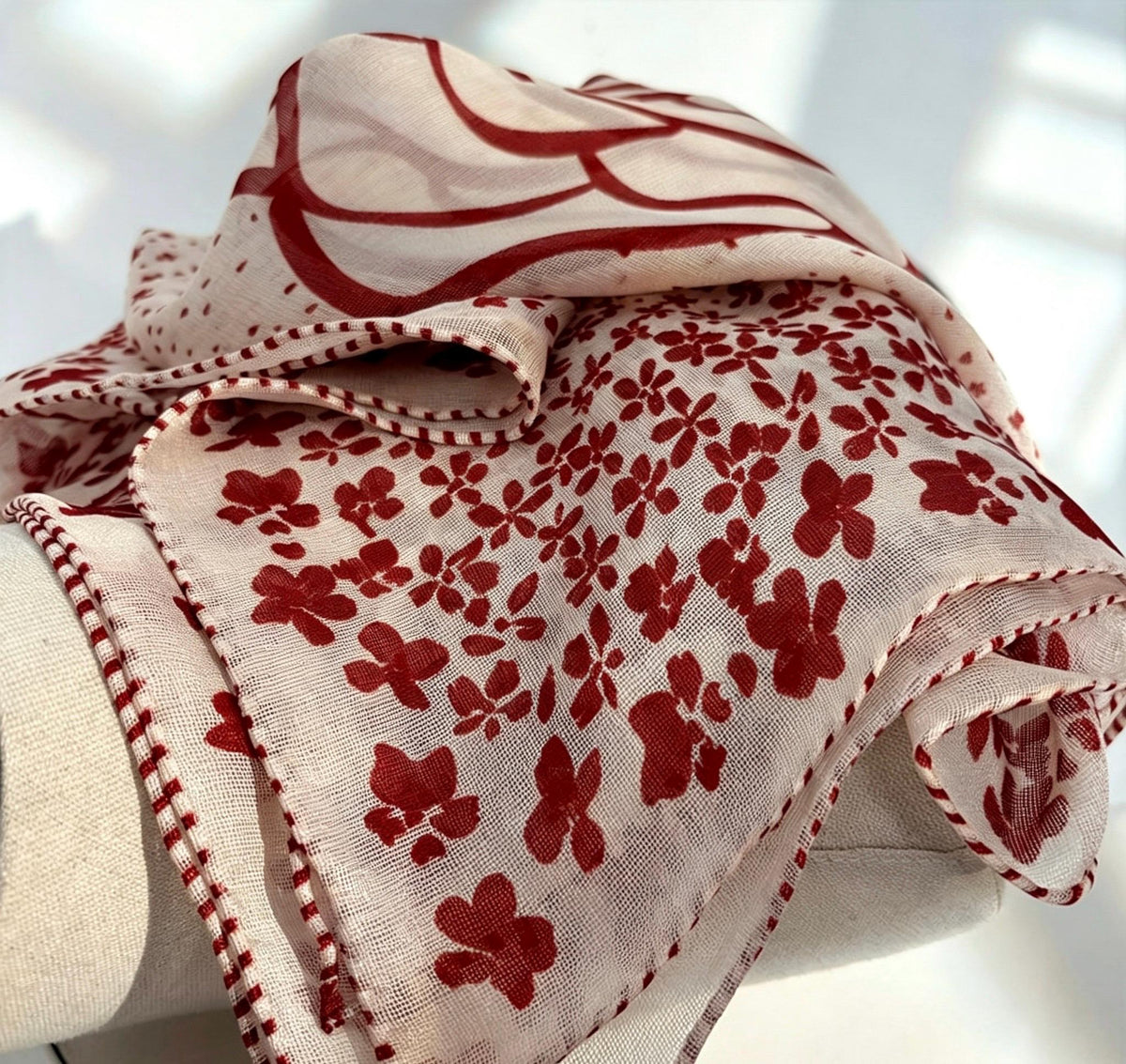 100% Mulberry Silk Scarf 25" 41" 65cm 105cm, Elegant Camellia Sheer Silk Neckerchief, Vintage Spring Summer Floral Shawl Hair Scarf Gift