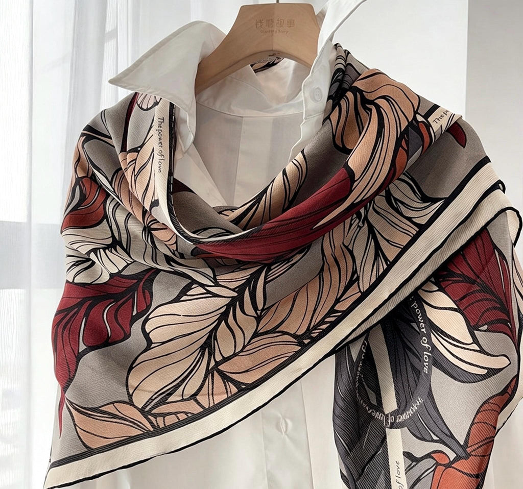 100% Mulberry Silk Scarf 42"x42" 108x108cm, Premium Sheer Silk Chiffon Shawl, Luxury Elegant Wrap, Intellectual Statement Gift