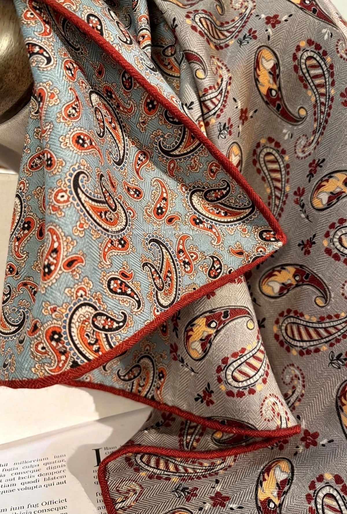 100% Mulberry Silk Blend Scarf 27"x27" 68x68cm, Luxury Silk Wool Square Shawl, Double Sided Reversible Wrap, Elegant Autumn Spring Scarf