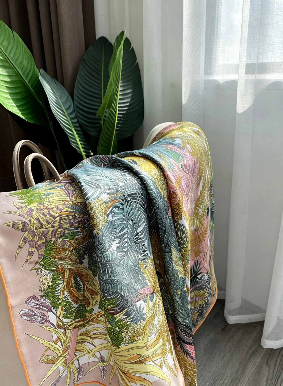 100% Mulberry Silk Scarf 35"x35" 90x90cm Gentle Milk Tea Beige Square Shawl Sun Protection Elegant Winter Warm Head Wrap Gift for Women
