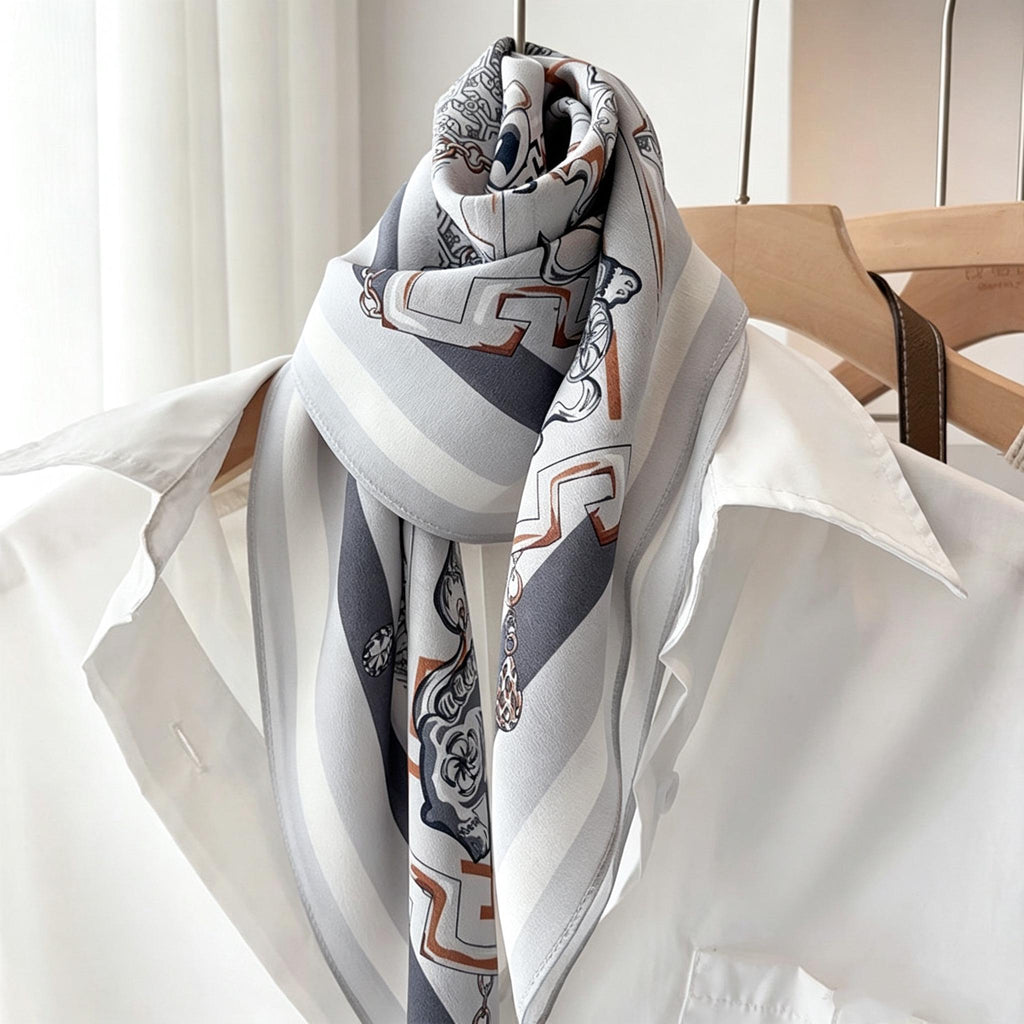100% Mulberry Silk Scarf 26"x26" 65x65cm, Vintage Metallic Silk Crepe de Chine Square Scarf, Versatile Hair Bandana, Chic Neck Tie for Women