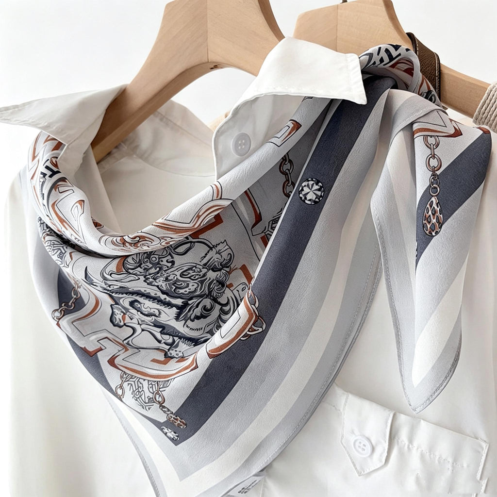 100% Mulberry Silk Scarf 26"x26" 65x65cm, Vintage Metallic Silk Crepe de Chine Square Scarf, Versatile Hair Bandana, Chic Neck Tie for Women