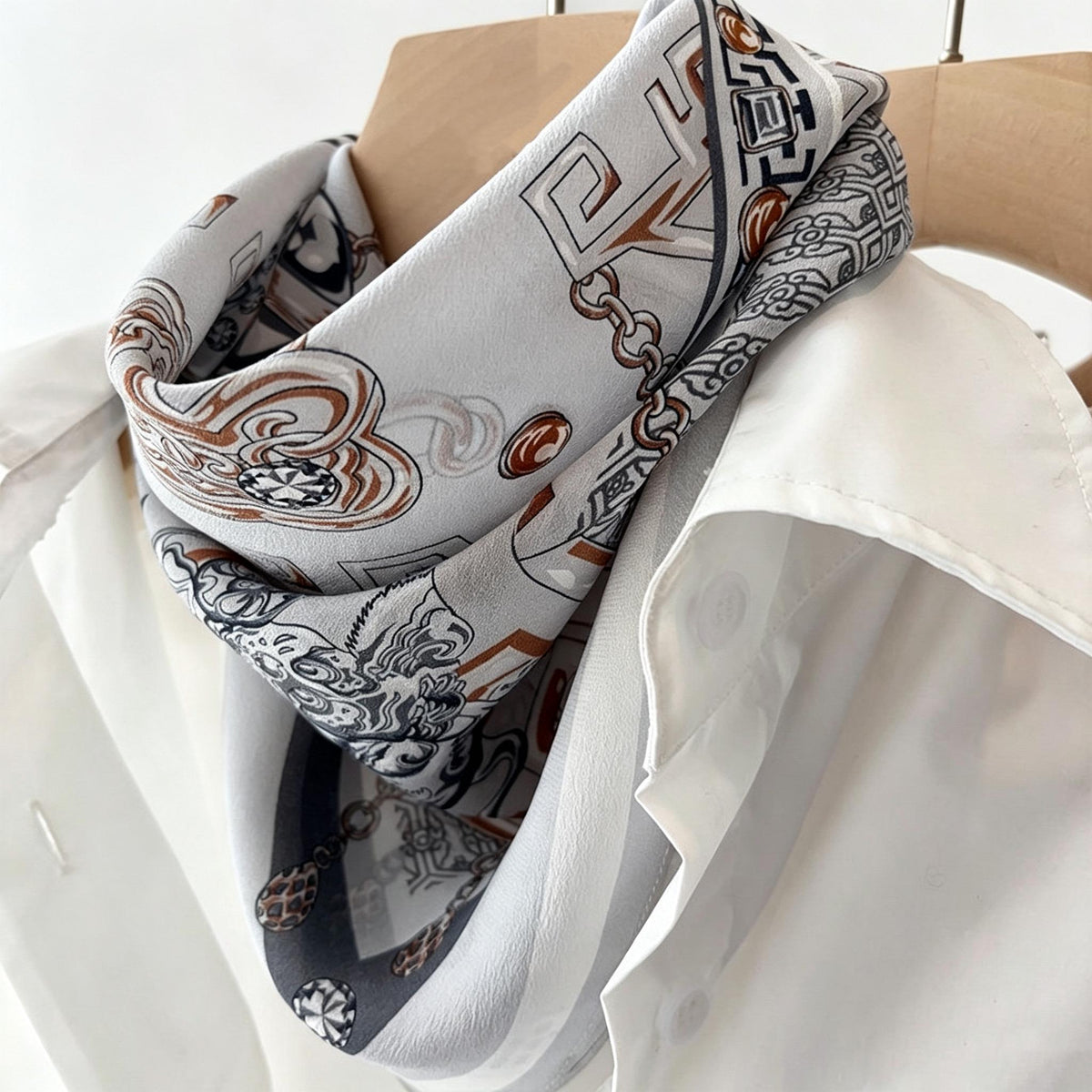 100% Mulberry Silk Scarf 26"x26" 65x65cm, Vintage Metallic Silk Crepe de Chine Square Scarf, Versatile Hair Bandana, Chic Neck Tie for Women
