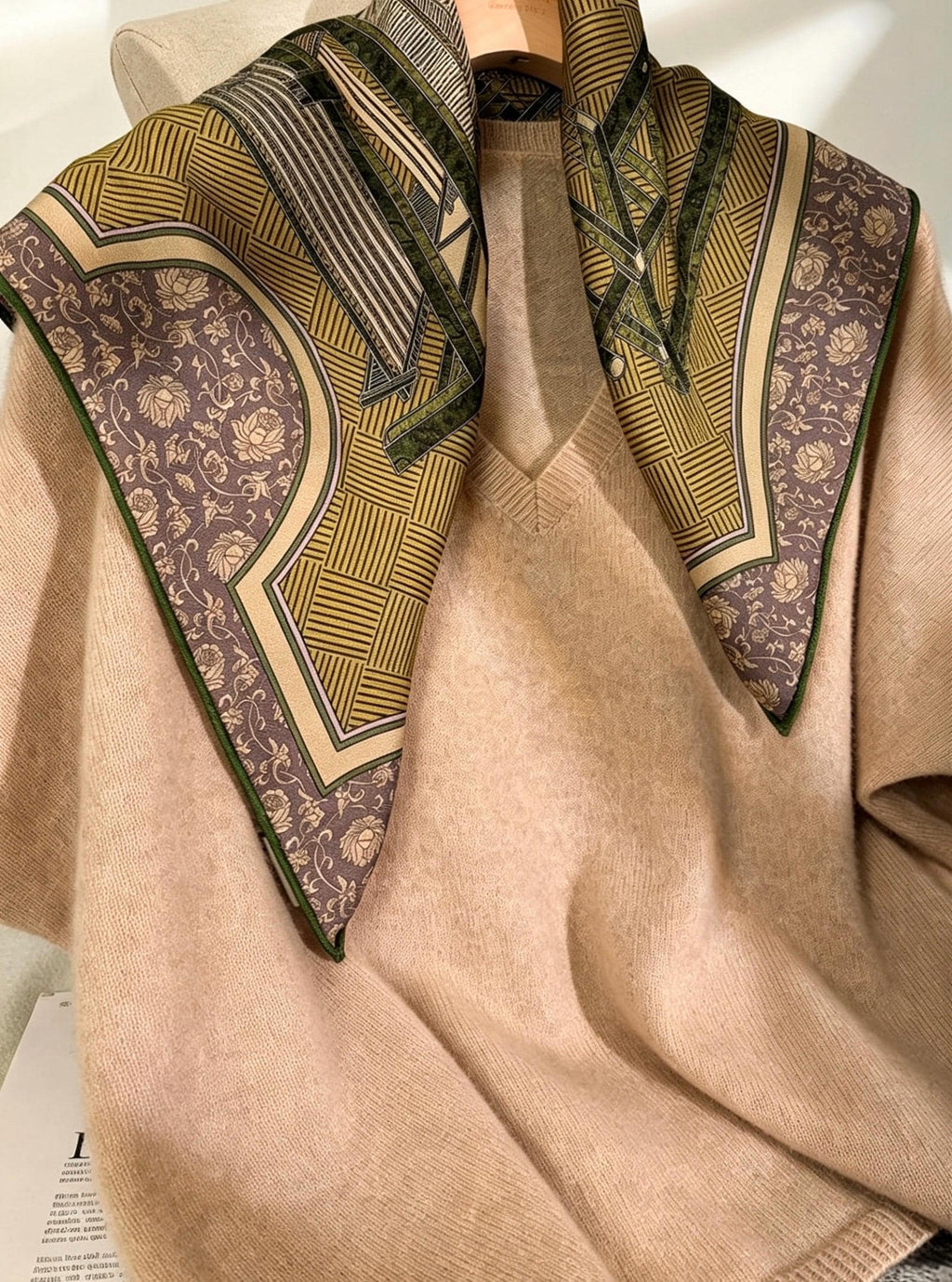 Silk Wool Blend Scarf 27"x27" 68x68cm, Vintage Emerald Green Luxury Silk Wool Blend Square Bandana, Elegant Spring Shawl Neck Warmer