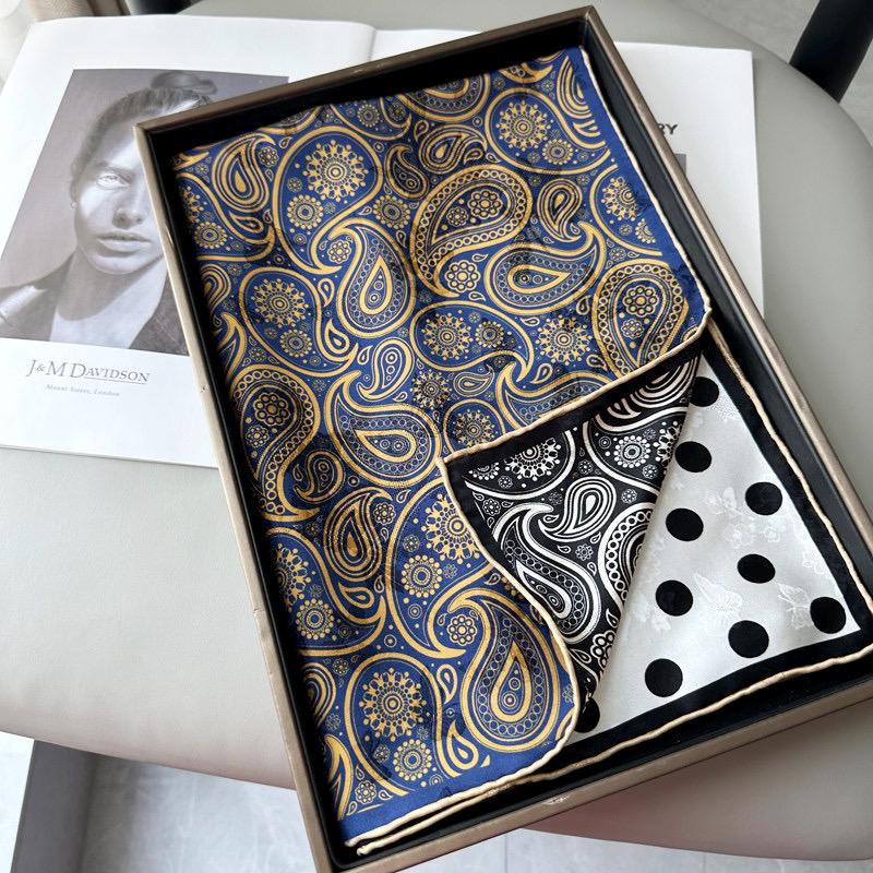 100% Mulberry Silk Scarf 26”x26” 65×65 cm | Hualuo Heritage Silk, Black White Polka Dot Neckerchief, Chinese Style Luxury Gift for Her