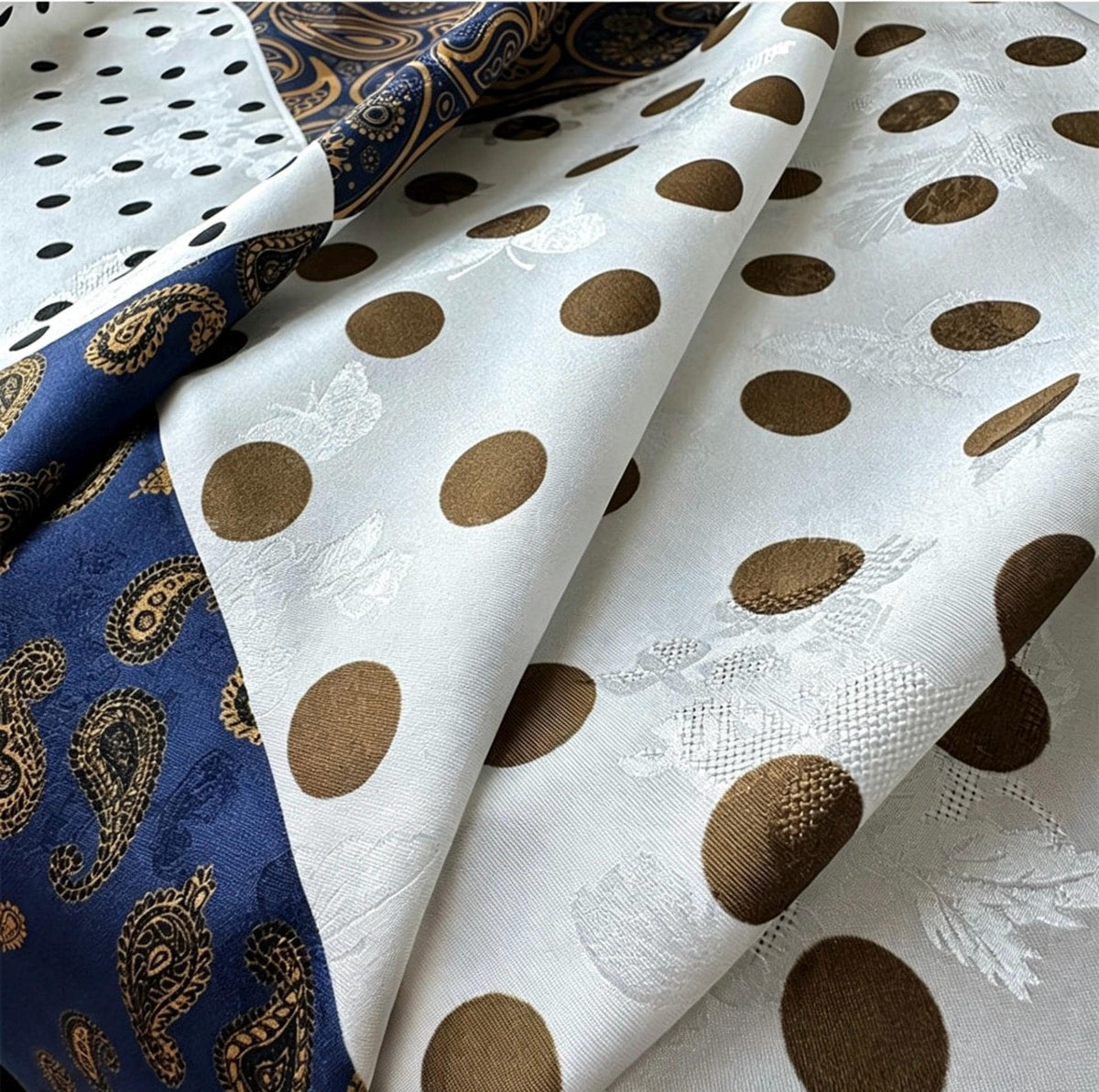 100% Mulberry Silk Scarf 26”x26” 65×65 cm | Hualuo Heritage Silk, Black White Polka Dot Neckerchief, Chinese Style Luxury Gift for Her