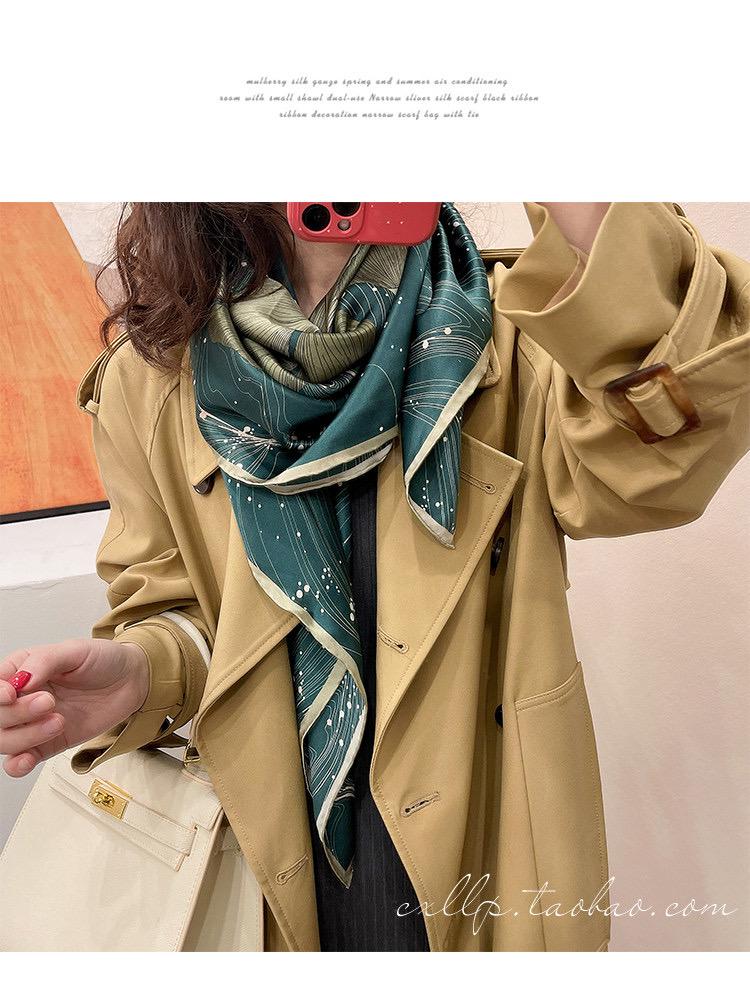 100% Mulberry Silk Scarf 43"x43" 110x110CM, Large Square Shawl Elegant Hangzhou Silk Headscarf Quiet Luxury Gift for Her Lightweight Wrap