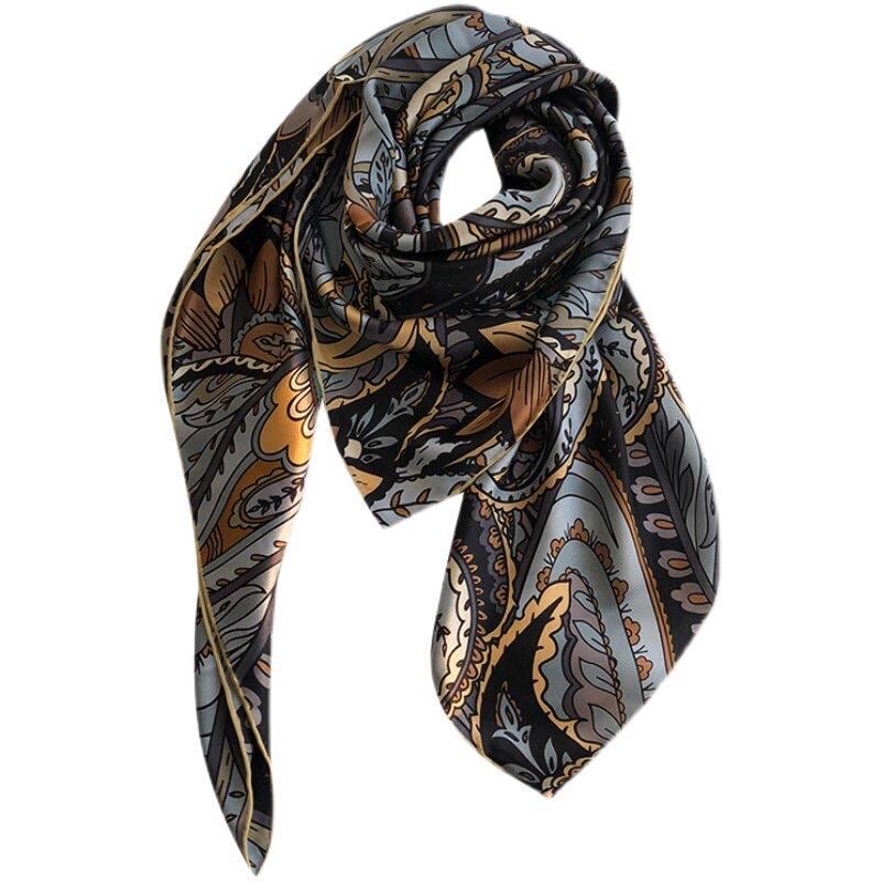 100% Mulberry Silk Scarf 43"x43" 110x110CM, Unique Visual Design Shawl Luxury Silk Satin Square Wrap Elegant Hangzhou Headscarf Gift for Her