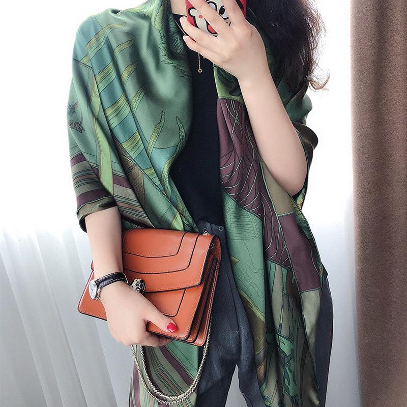 100% Silk Wool Scarf 53"x53" 135x135cm Sintra Garden Large Square Shawl Winter Warm Wrap Luxury AC Office Wrap Scarf Stole Gift for Her