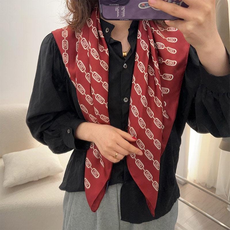 100% Mulberry Silk Scarf 35"x35" 88x88cm, Burgundy Silk Twill Square Scarf, Luxury Head Scarf, Elegant Neck Scarf Shawl, Gift for Her