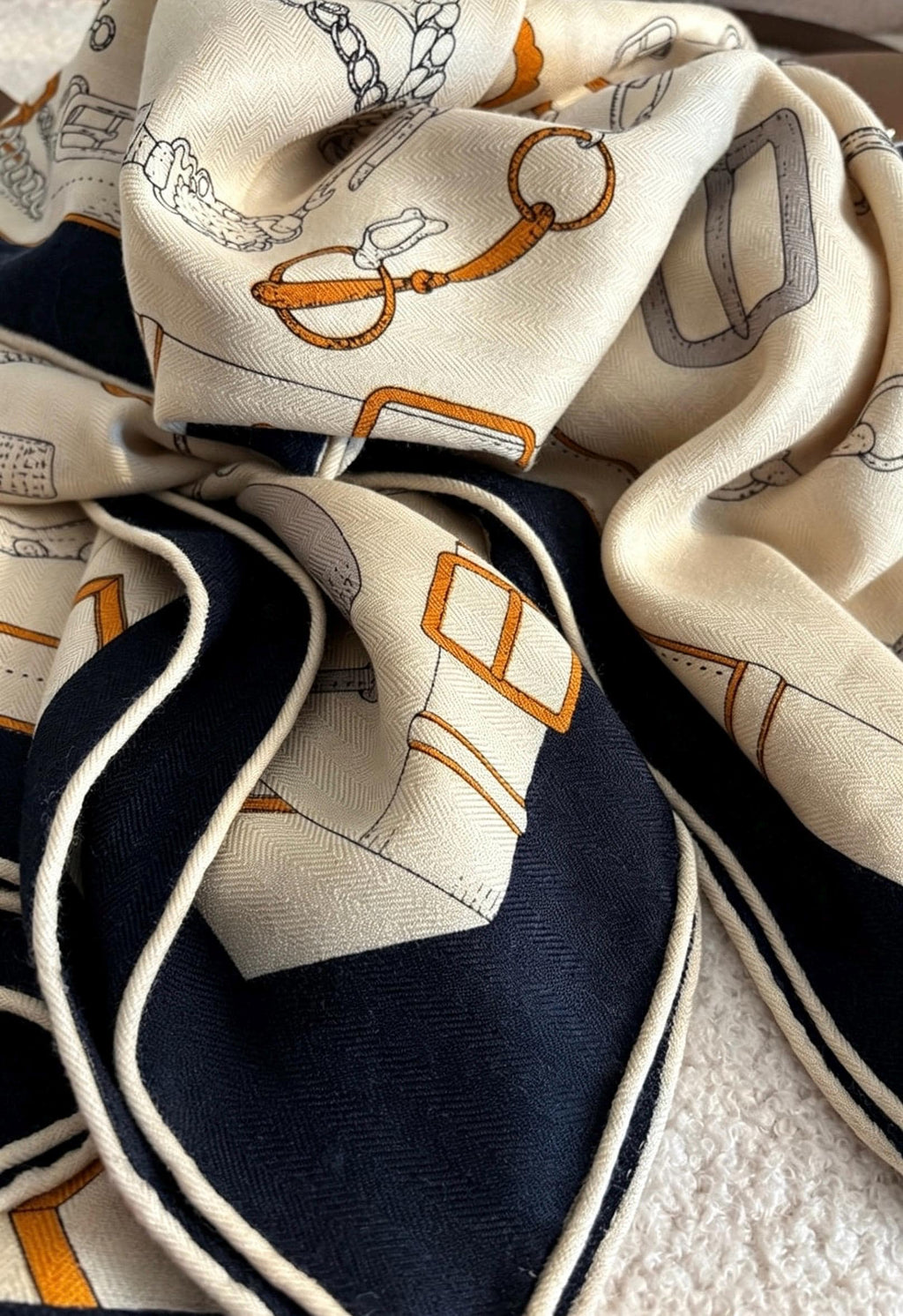 Silk Wool Scarf Shawl 53"x53" 135x135cm, Beige Equestrian Horse Scarf Large Square, Quiet Luxury Oversized Wrap, Warm Winter Shawl