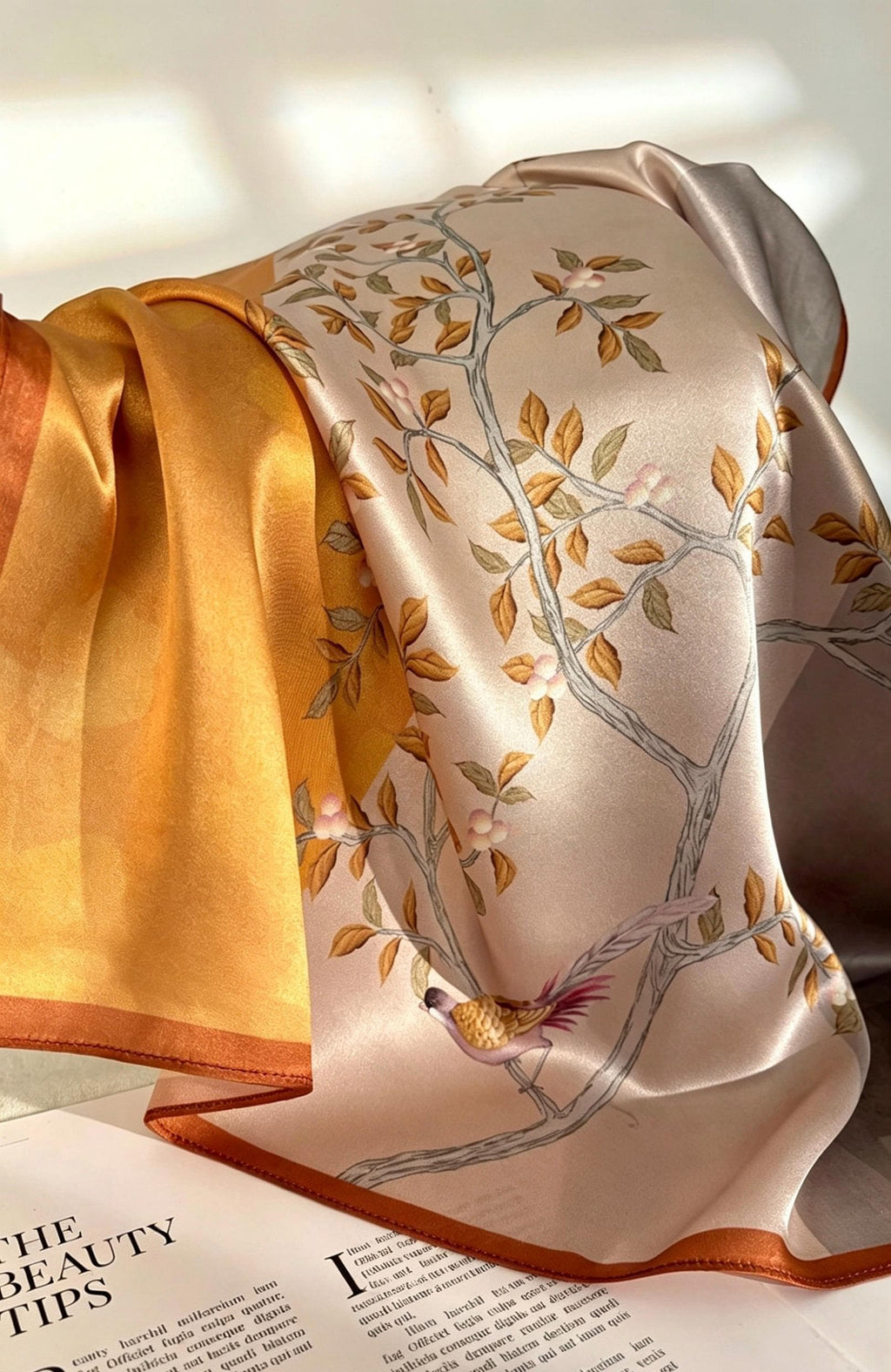 100% Mulberry Silk Scarf 26"x26" 65x65cm, Pastel Floral Silk Neck Scarf, Quiet Luxury Silk Bandana, Elegant Silk Neckerchief, Gift for Her