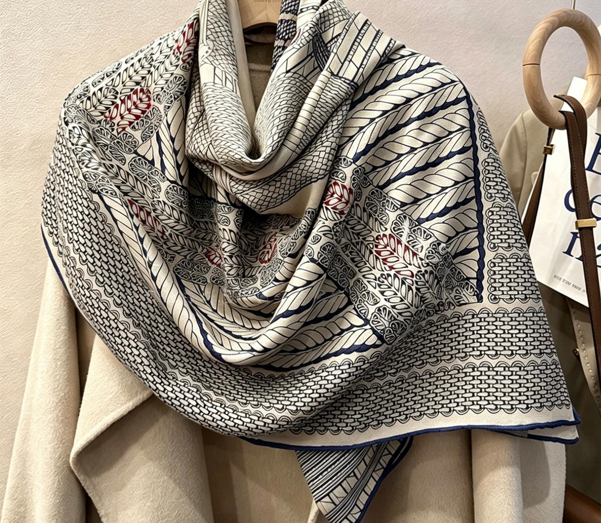 Silk Wool Scarf Shawl 53"x53" 135x135cm, Luxury Hand Rolled Silk Wool Wrap, Oversized Winter Scarf for Women, Elegant Square Pashmina