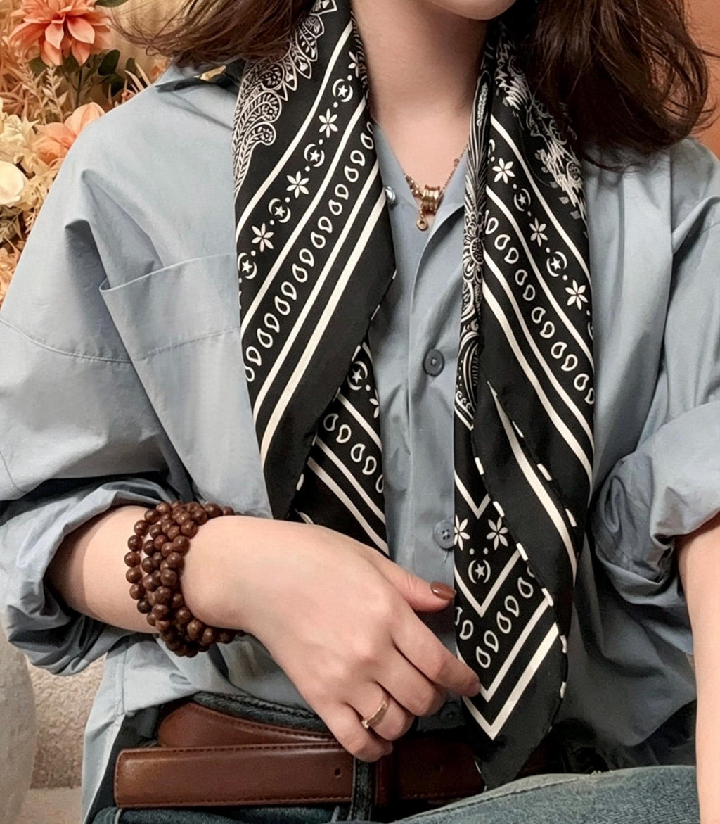 100% Mulberry Silk Scarf 27"x27" 68x68cm, Heavy Twill Silk Neckerchief, Luxury Royal Garden Floral Hair Scarf, Premium Gift for Her Wrap