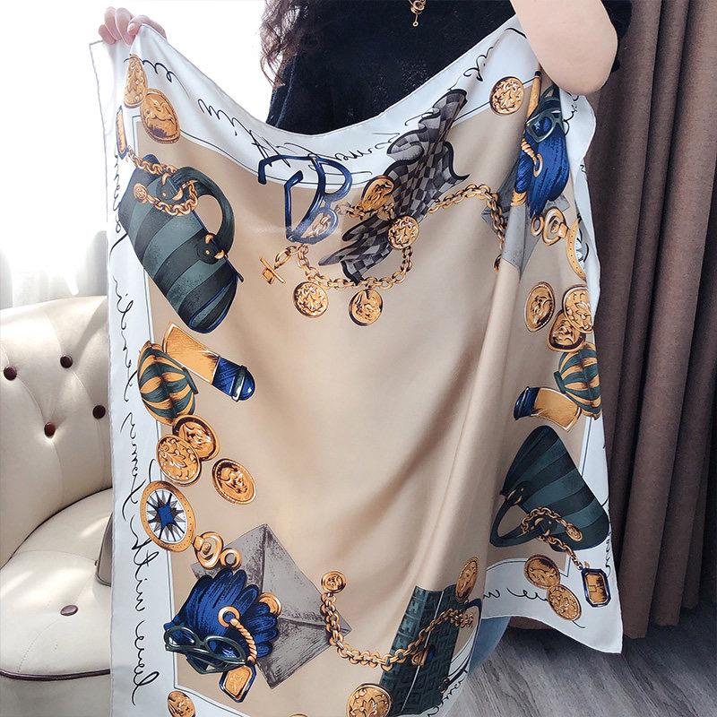100% Mulberry Silk Scarf 35"x35" 88x88cm, Vintage Modern Lady Twill Silk Scarf, Luxury Large Square Shawl, Chic Retro Hair Wrap