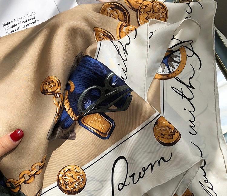 100% Mulberry Silk Scarf 35"x35" 88x88cm, Vintage Modern Lady Twill Silk Scarf, Luxury Large Square Shawl, Chic Retro Hair Wrap