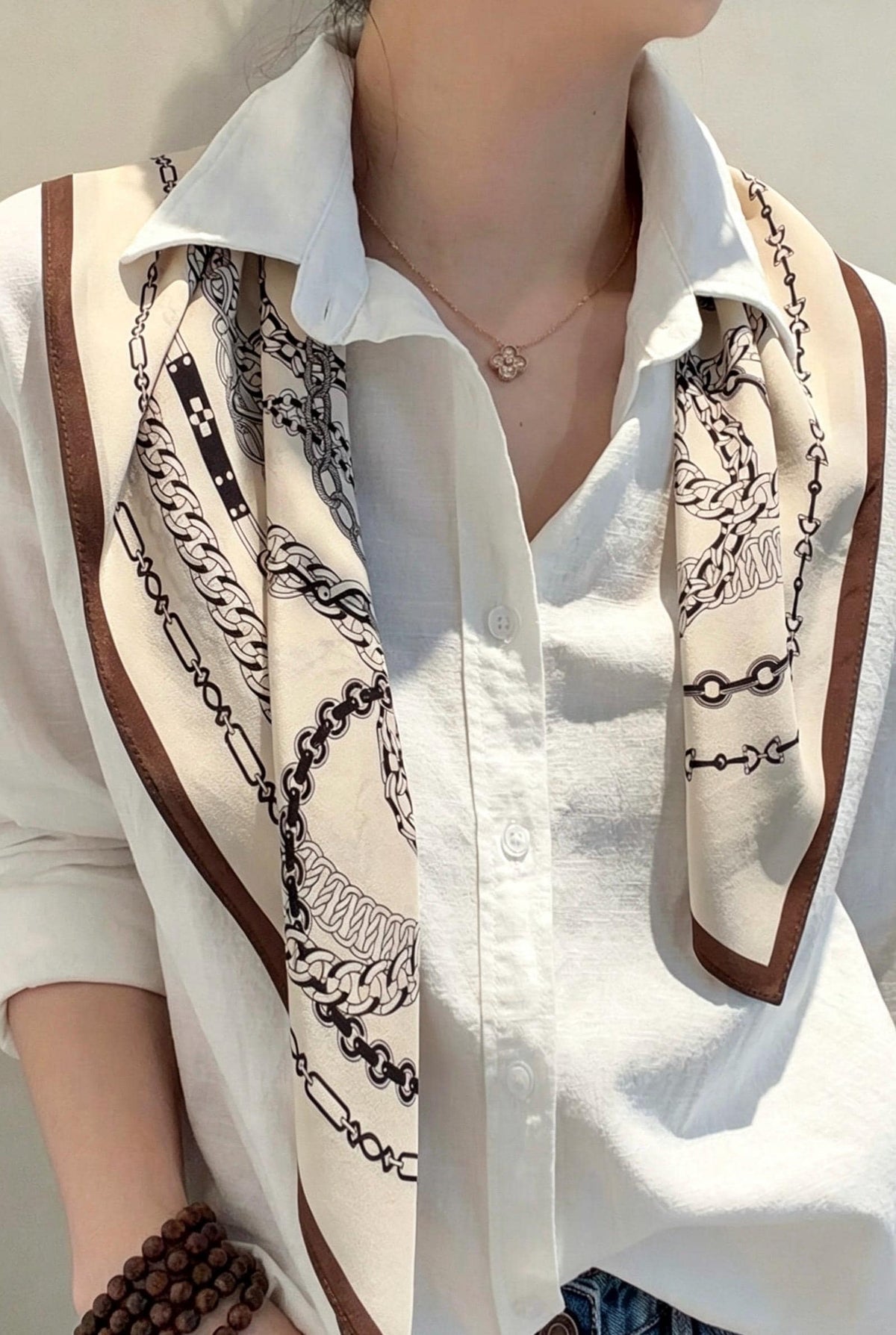 100% Mulberry Silk Scarf 26”x26” 65x65 cm, Vintage Coffee Beige Silk Square, Crepe de Chine Neck Scarf, Retro Spring Summer Bandana Gift