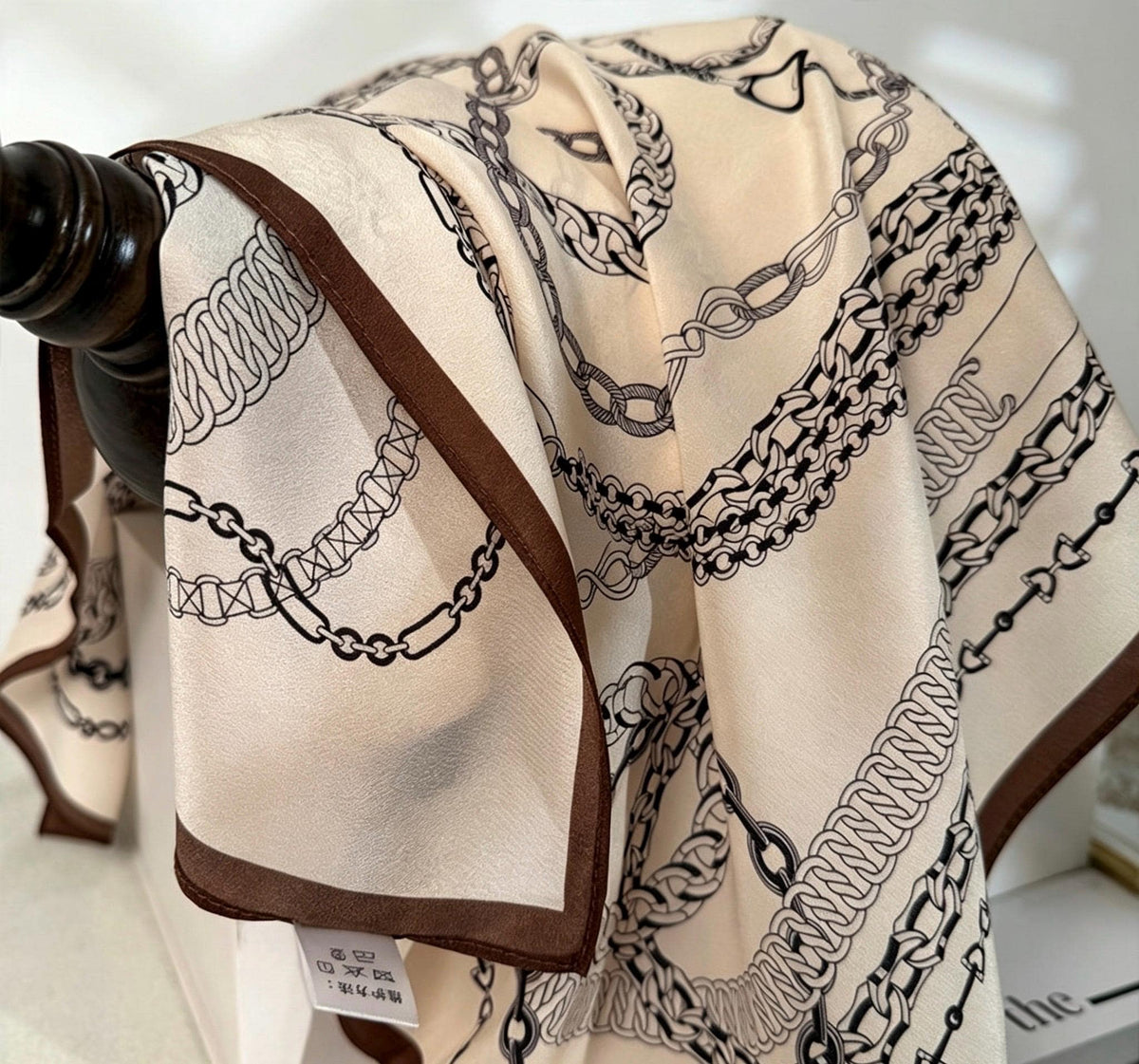 100% Mulberry Silk Scarf 26”x26” 65x65 cm, Vintage Coffee Beige Silk Square, Crepe de Chine Neck Scarf, Retro Spring Summer Bandana Gift