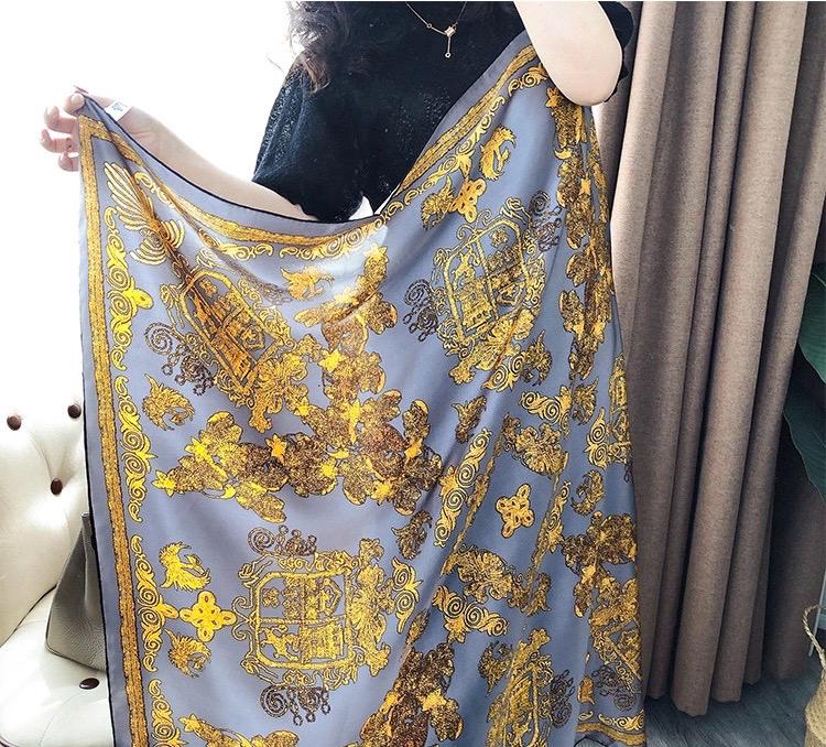 100% Mulberry Silk Scarf 43"x43" 110x110cm, Luxury Morandi Gray Carriage Silk Scarf, Premium Silk Satin Shawl, Vintage Wrap Gift for Her