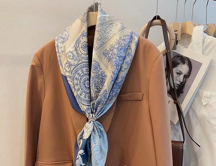100% Mulberry Silk Scarf 35x35" 90x90CM, 14mm Silk Twill Square Scarf, Soft Aesthetic Elegant Shawl Wrap, Luxury Minimalist Gift for Her
