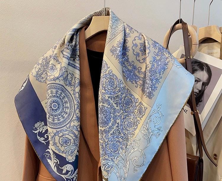 100% Mulberry Silk Scarf 35x35" 90x90CM, 14mm Silk Twill Square Scarf, Soft Aesthetic Elegant Shawl Wrap, Luxury Minimalist Gift for Her