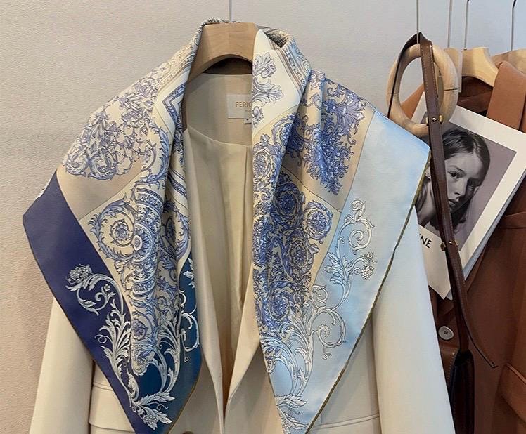100% Mulberry Silk Scarf 35x35" 90x90CM, 14mm Silk Twill Square Scarf, Soft Aesthetic Elegant Shawl Wrap, Luxury Minimalist Gift for Her