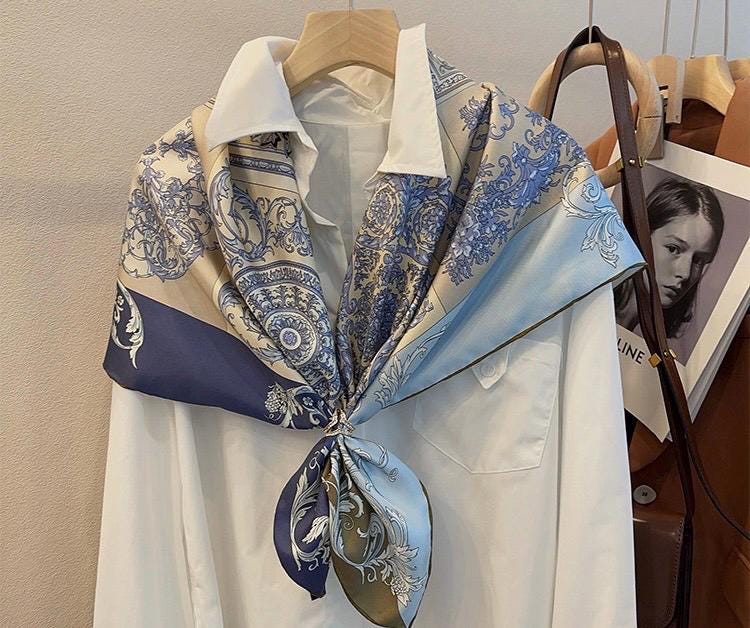100% Mulberry Silk Scarf 35x35" 90x90CM, 14mm Silk Twill Square Scarf, Soft Aesthetic Elegant Shawl Wrap, Luxury Minimalist Gift for Her